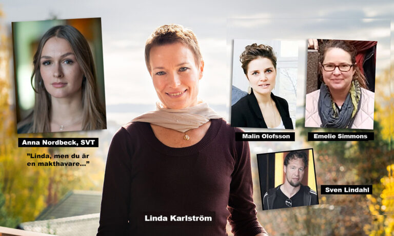 Anna Nordbeck (pressfoto: Magnus Bergström), Linda Karlström, Malin Olofsson (Mattias Ahlm, SR), Emelie Simmons (Ideellt Forum) och Sven Lindahl (pressfoto). Kollage: NewsVoice
